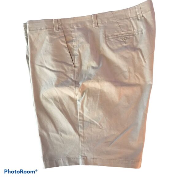 ROWM Shorts Mens 50 BIG Bermuda Flat Front Stone Chino Walking Stretch $46 NEW - Picture 3 of 6
